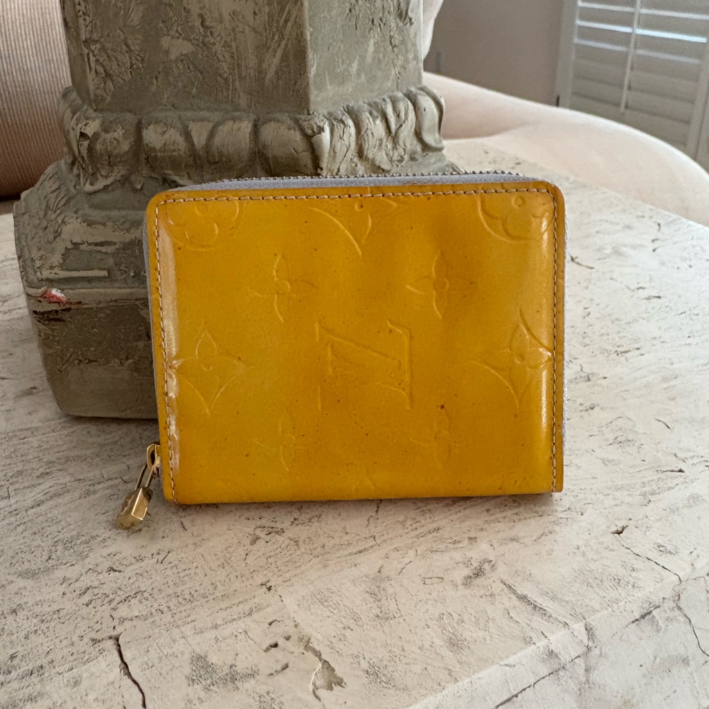 Louis Vuitton Yellow Monogram Vernis Leather Zippy Compact Wallet